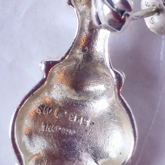 STERLING SILVER DROP EARRINGS - MARKED 925 - PIERCED - Picture 4 of 5